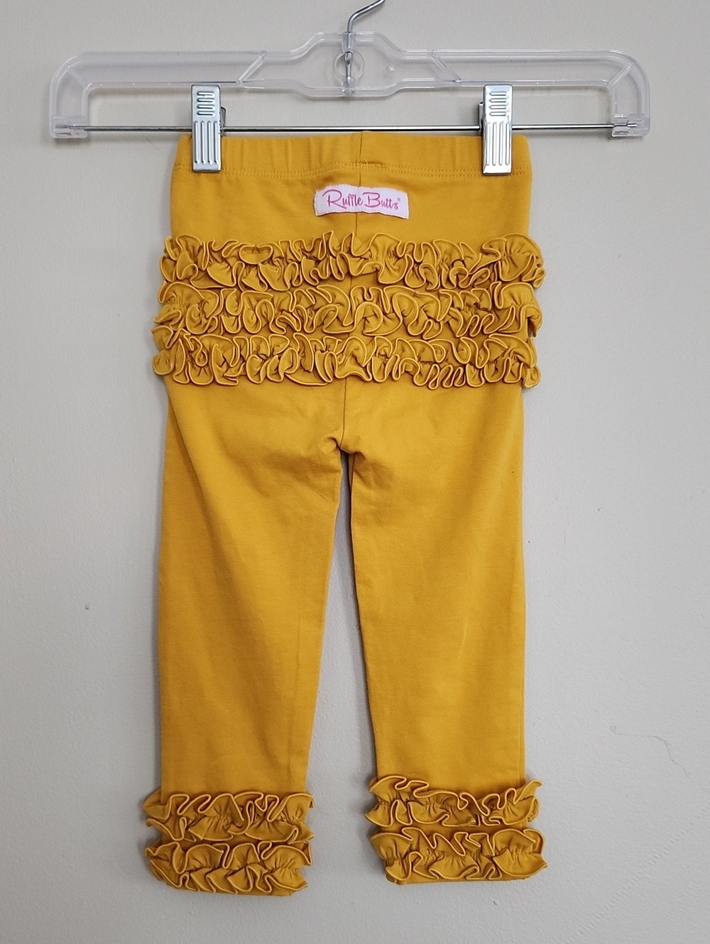 Ruffle Butts Mustard Ruffle-Back and Cuff Leggings, NWOT, 12-24M